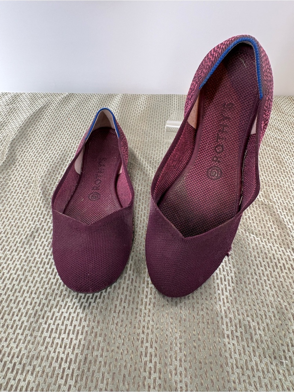 Rothy's The Flat Fig Python Burgundy Maroon Round Toe Ballet Flats Size 8 1/2